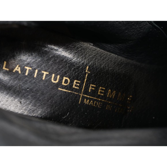 Latitude Femme Ankle Boots Womens 7 Black Leather Cap Toe Zip Heeled Booties - Picture 10 of 12